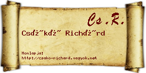 Csákó Richárd névjegykártya