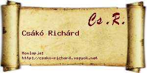 Csákó Richárd névjegykártya